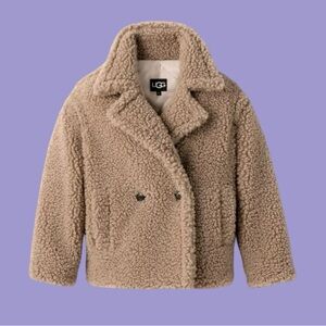 UGG-Gertrude Short Teddy Coat-Putty